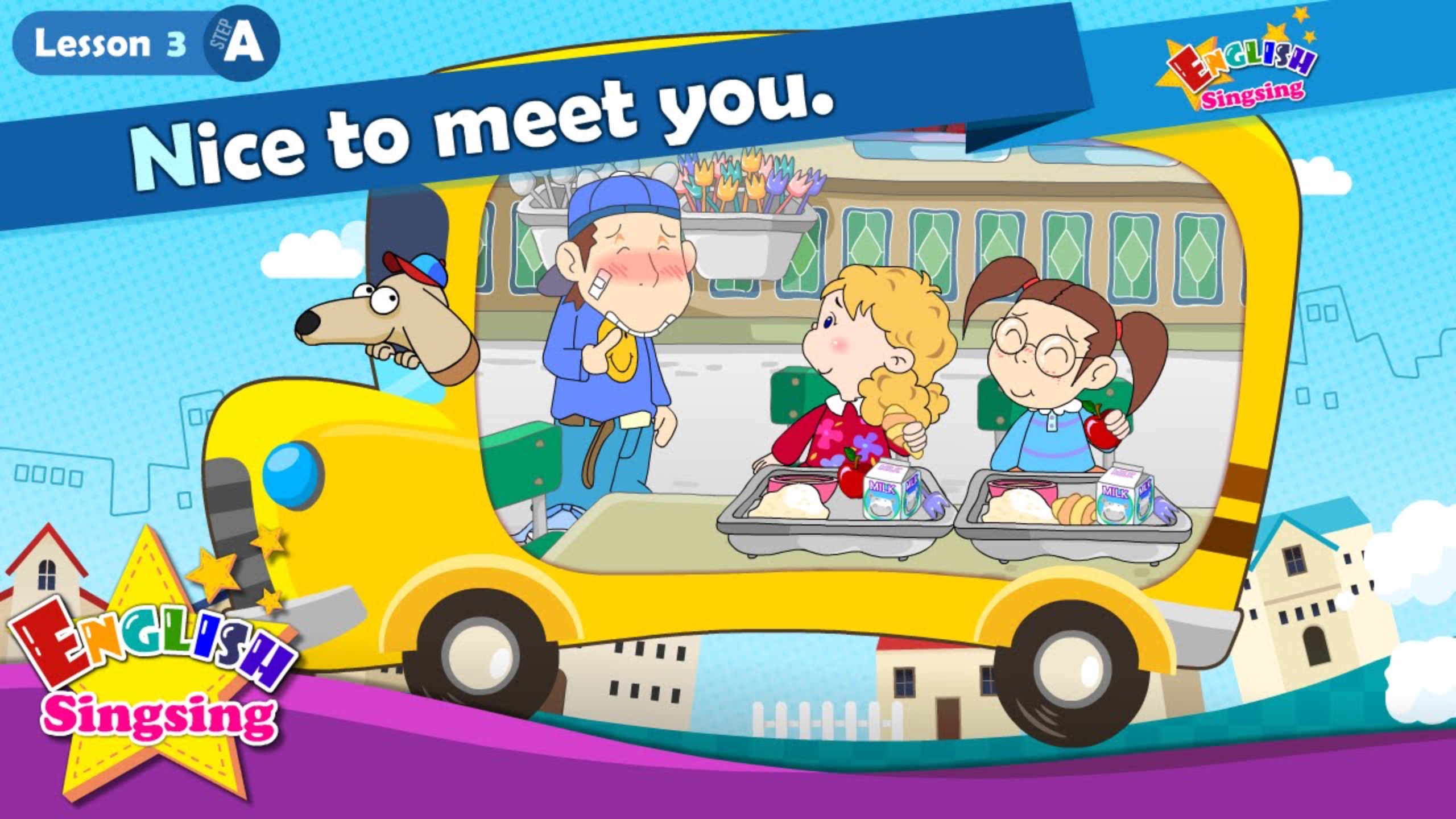 АНГЛИЙСКИЙ ЯЗЫК ДЛЯ ДЕТЕЙ | Lesson 3 (A) Nice to meet you. - Greeting - Introducing - Cartoon Story