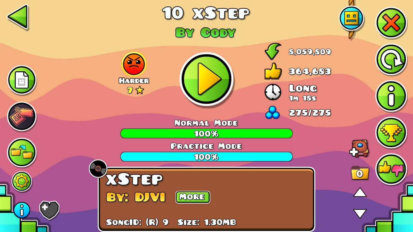 Geometry Dash. 10 xStep by Cody - 100%