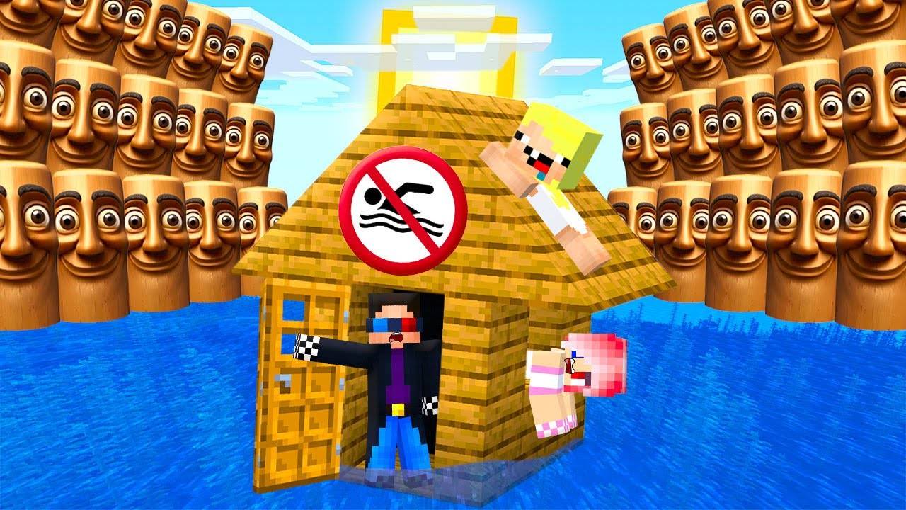 🌊МЫ ПЕРЕЖИЛИ ЦУНАМИ ИЗ ТУНГ ТУНГ ТУНГ САУР В МАЙНКРАФТ! ШЕДИ ЛЕСКА И НУБИК MINECRAFT