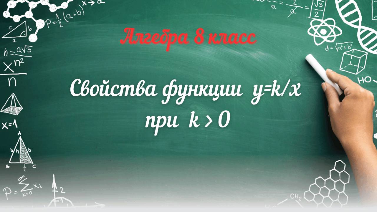 Свойства функции у=к/х при к ﹥ 0. Алгебра 8 класс