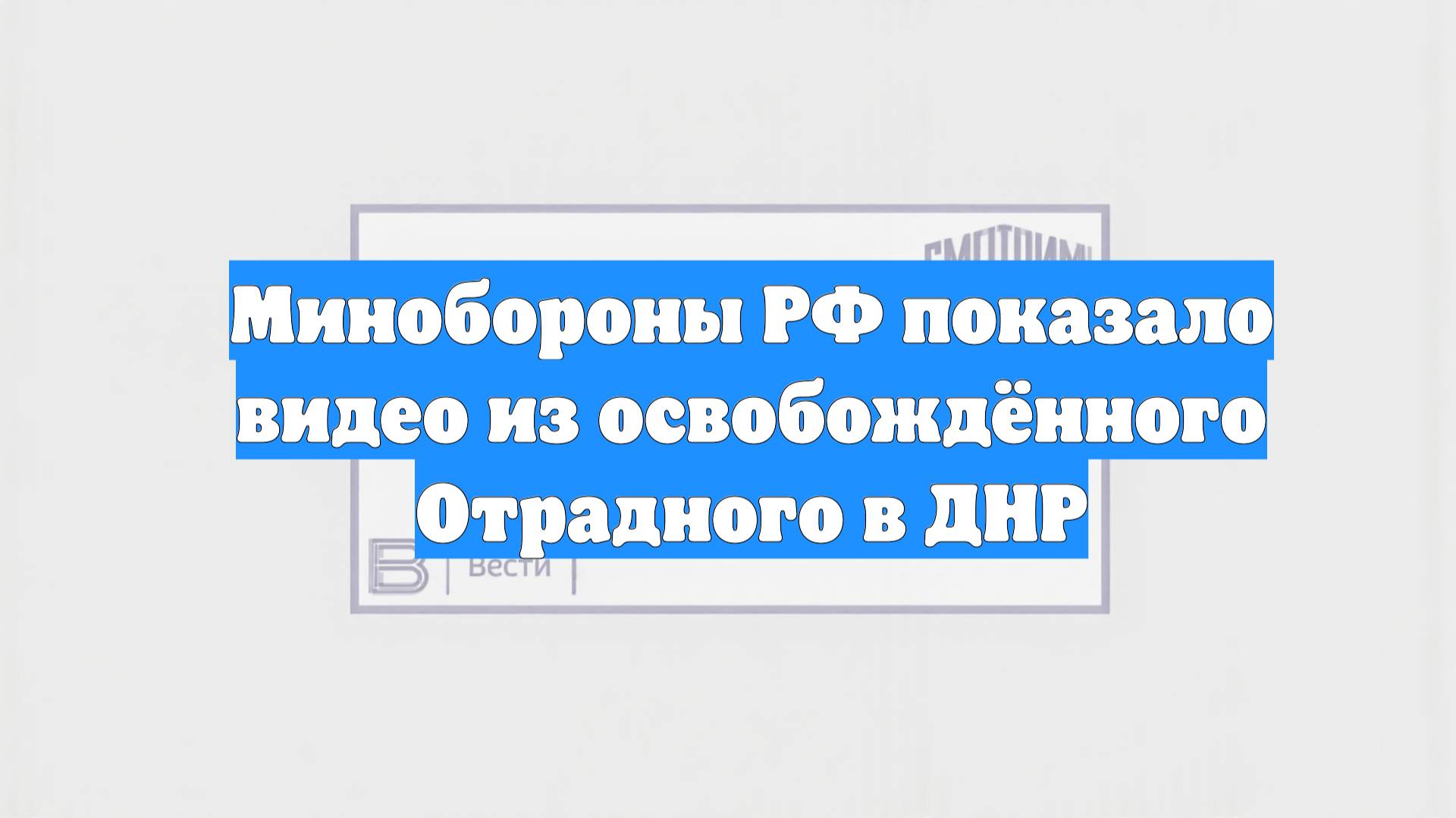 Минобороны РФ показало видео из освобождённого Отрадного в ДНР