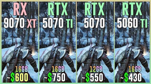 RX 9070 XT vs RTX 5070 TI vs RTX 5070 vs RTX 5060 TI 16GB - Test in 20 Games