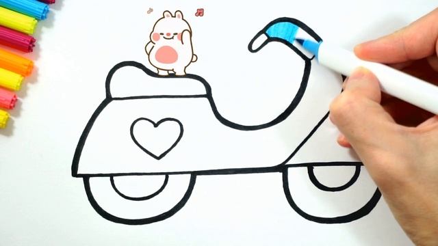 Bolalar uchun scooter chizish/Рисование скутера для детей/Drawing a scooter