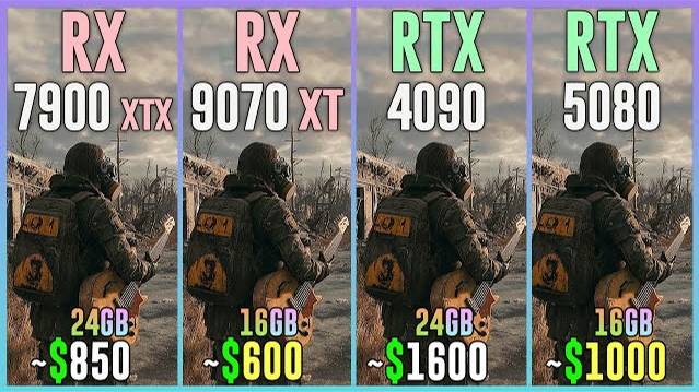 RX 7900 XTX vs RX 9070 XT vs RTX 4090 vs RTX 5080 - Test in 20 Games