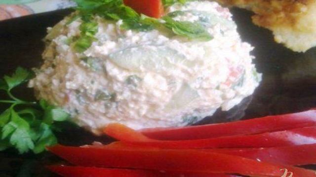 Закуска из творога с овощами.