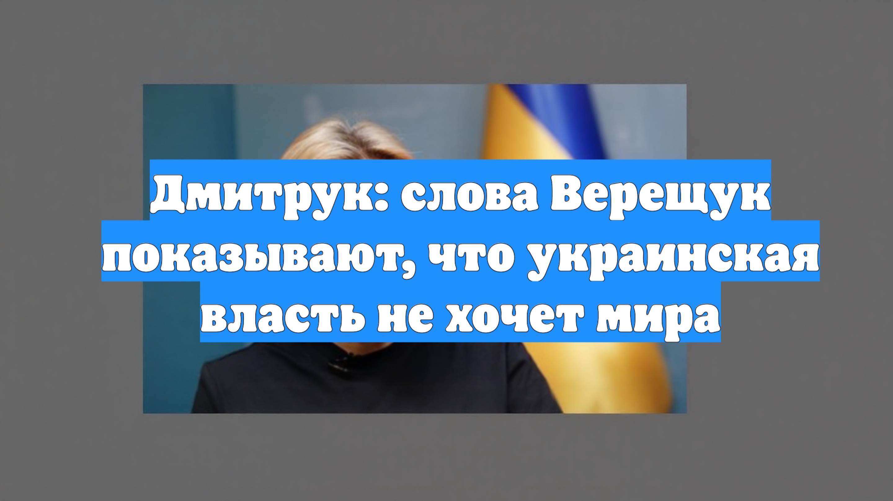 Дмитрук: слова Верещук показывают, что украинская власть не хочет мира