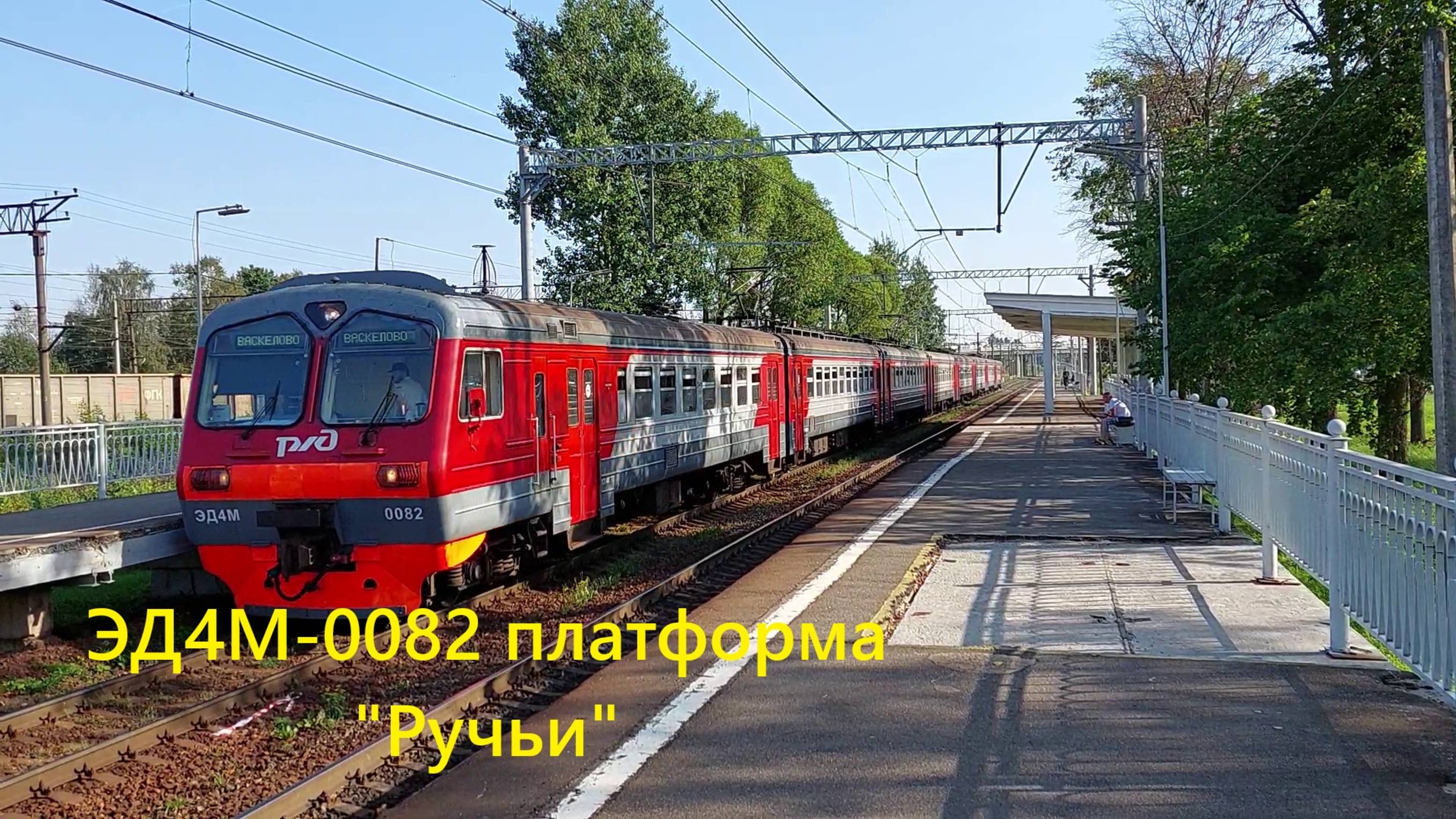 Прибытие ЭД4М-0082 на платформе "Ручьи" в Санкт-Петербурге