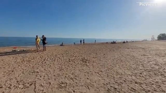 Голубицкая Темрюкский район Азовское море Центральный пляж сегодня 24 мая 2025. Море, пляж , погода