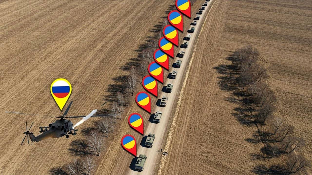 Российский КА 52 уничтожил украинский конвой с боеприпасами!