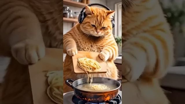 Котик нейросеть готовит