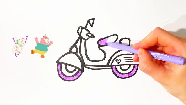 Bolalar uchun skuterlarni vespa qanday chizish/How to draw scooter vespa/Рисунок самок?