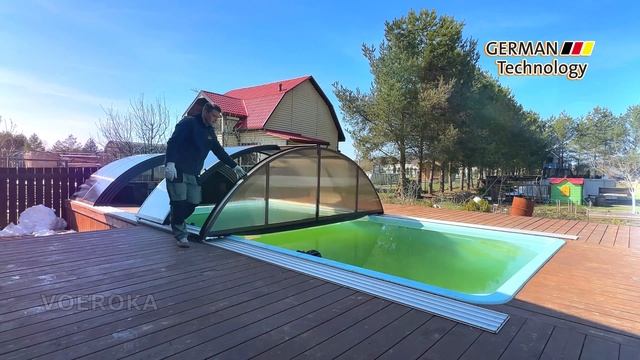 Павильон для бассейна Размеры 9,6х4,0х1,25м. Цвет Коричневый. Тонированный поликарбонат