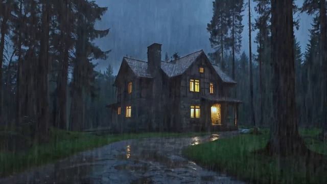 Pleasant sounds of Rain and Thunder in a secluded cabin in the woods