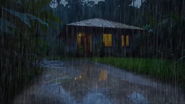 Torrential Rain in A Secluded Cabin For A Good Night's Sleep
