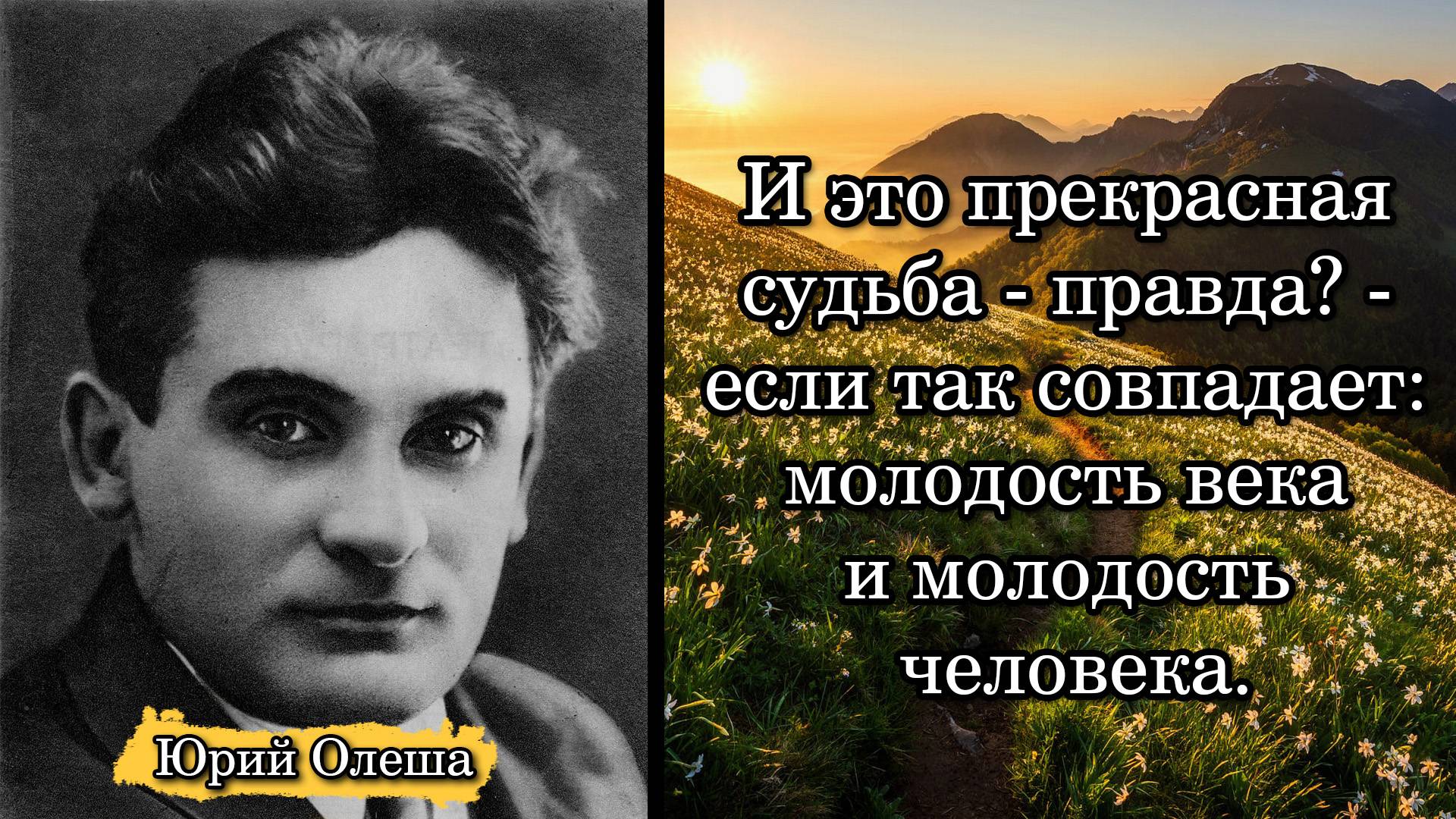 Юрий Олеша. И это прекрасная судьба - правда? - если так совпадает: молодость века и молодость ...