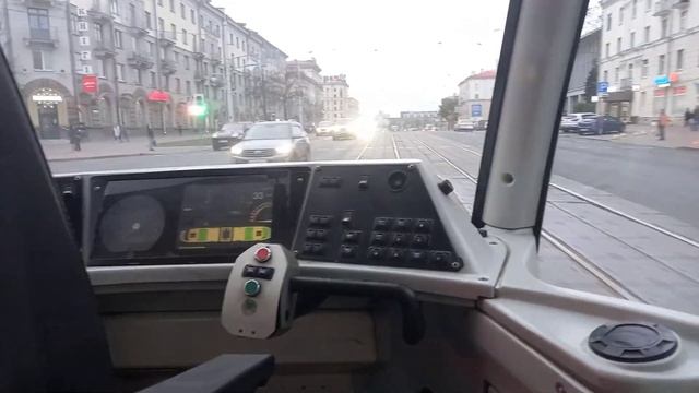 Трамвай минска БКМ 84300М бортовой номер 165 маршрут 1 в па