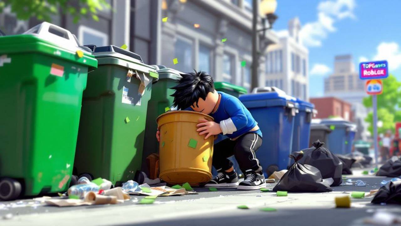 Пытаемся заработать собирая мусор в Roblox