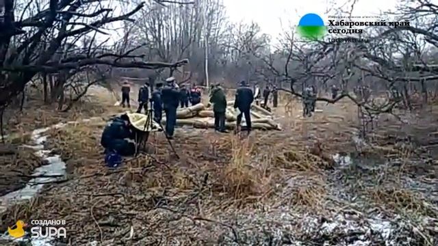 Работы на месте крушения вертолета в Хабаровске