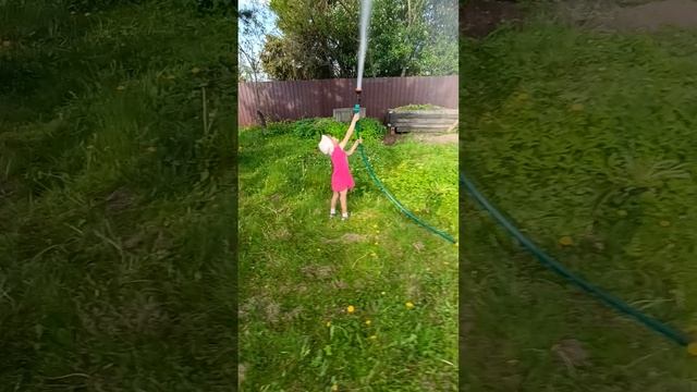 Поливаем радуга на даче. Николь