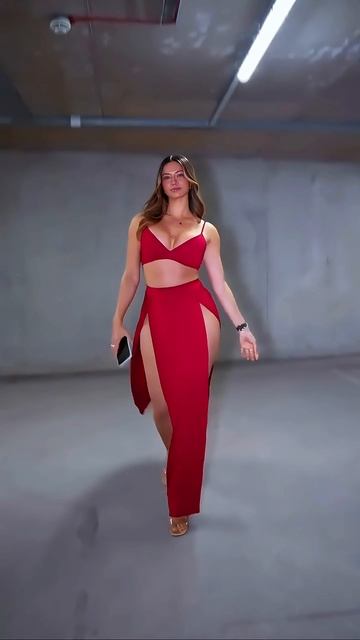 O8NUWq_IQfI - Trendy red double thigh dress summer outfit for the night #fashion #style #outfit #sho
