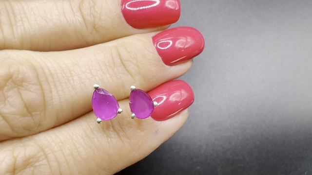 Серьги пусеты с розовой шпинелью Форма капля Ювелирная огранка Серебро 925 пробы ШПИ017