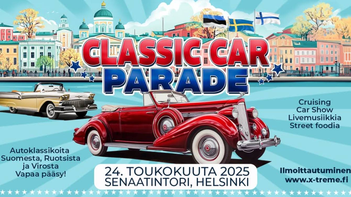 Парад классических автомобилей. Хернесаари, Хельсинки 2025 Видео с дрона