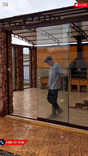 Безрамное остекление на террасе Веранде беседке