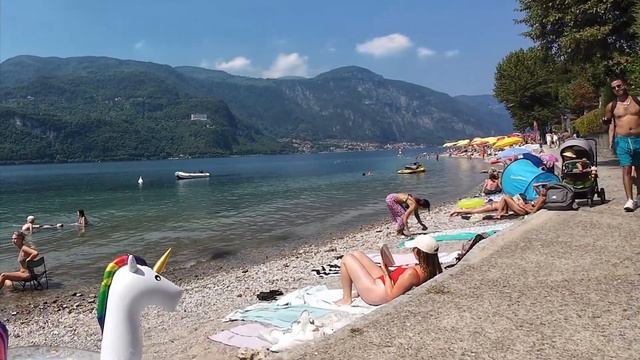 Пляж на озере Комо в 4К / Como lake beach in Italy in 4K