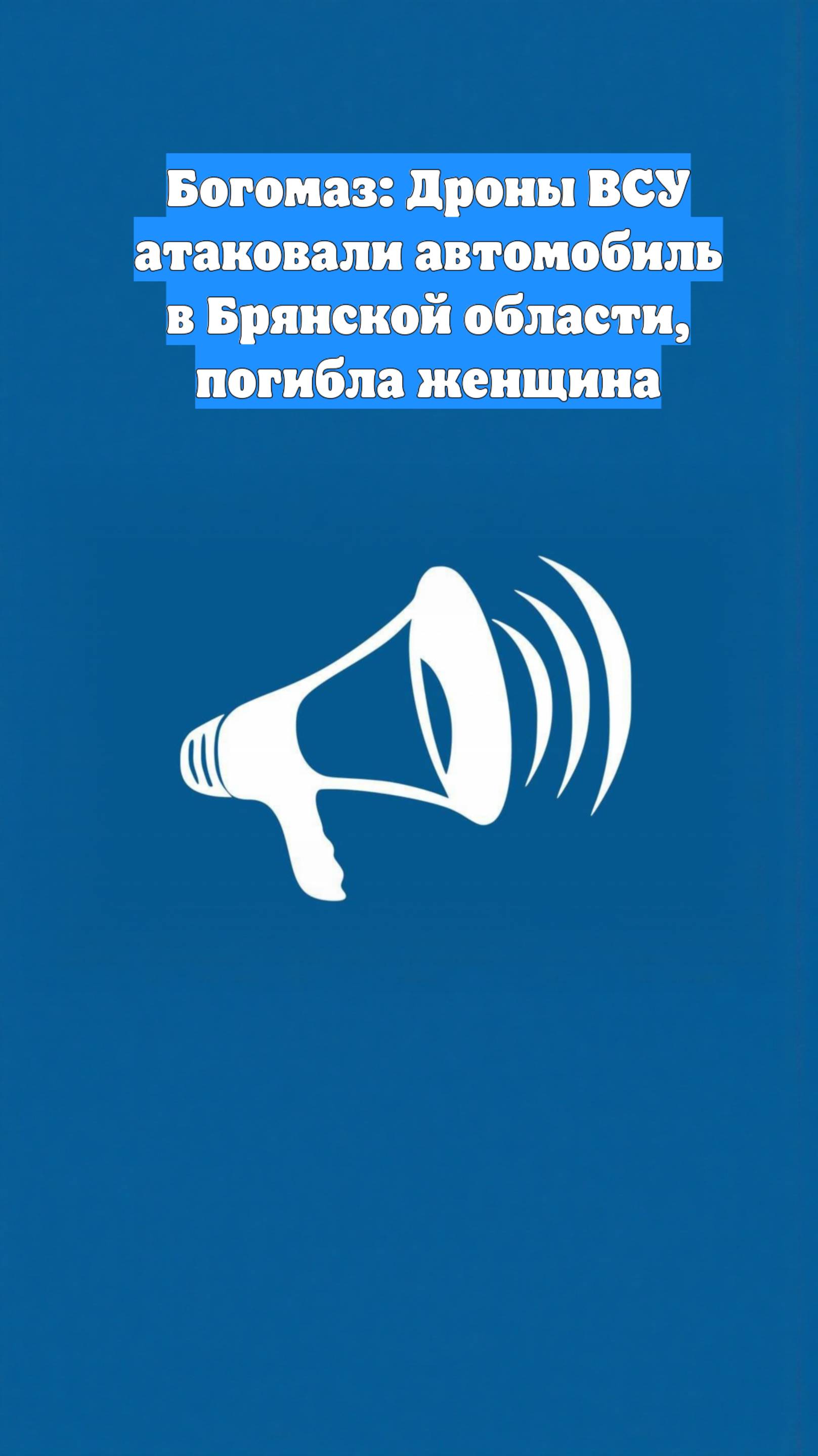 Богомаз: Дроны ВСУ атаковали автомобиль в Брянской области, погибла женщина