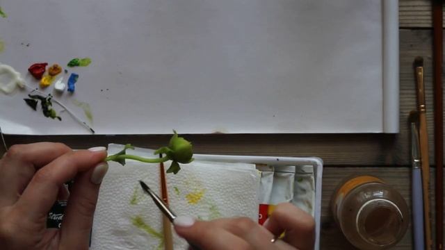 Тонировка бутона. Лепка из глины