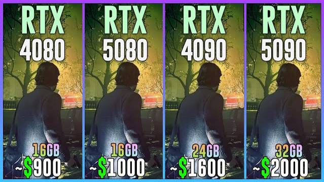 RTX 4080 vs RTX 5080 vs RTX 4090 vs RTX 5090 - Test in 25 Games