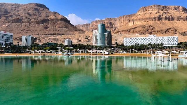 Мёртвое море - Эйн-Бокек, панорама. Panorama - Ein Bokek Dead Sea (4K HD