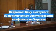 Байрамов: Баку выступает за политическое урегулирование конфликта на Украине