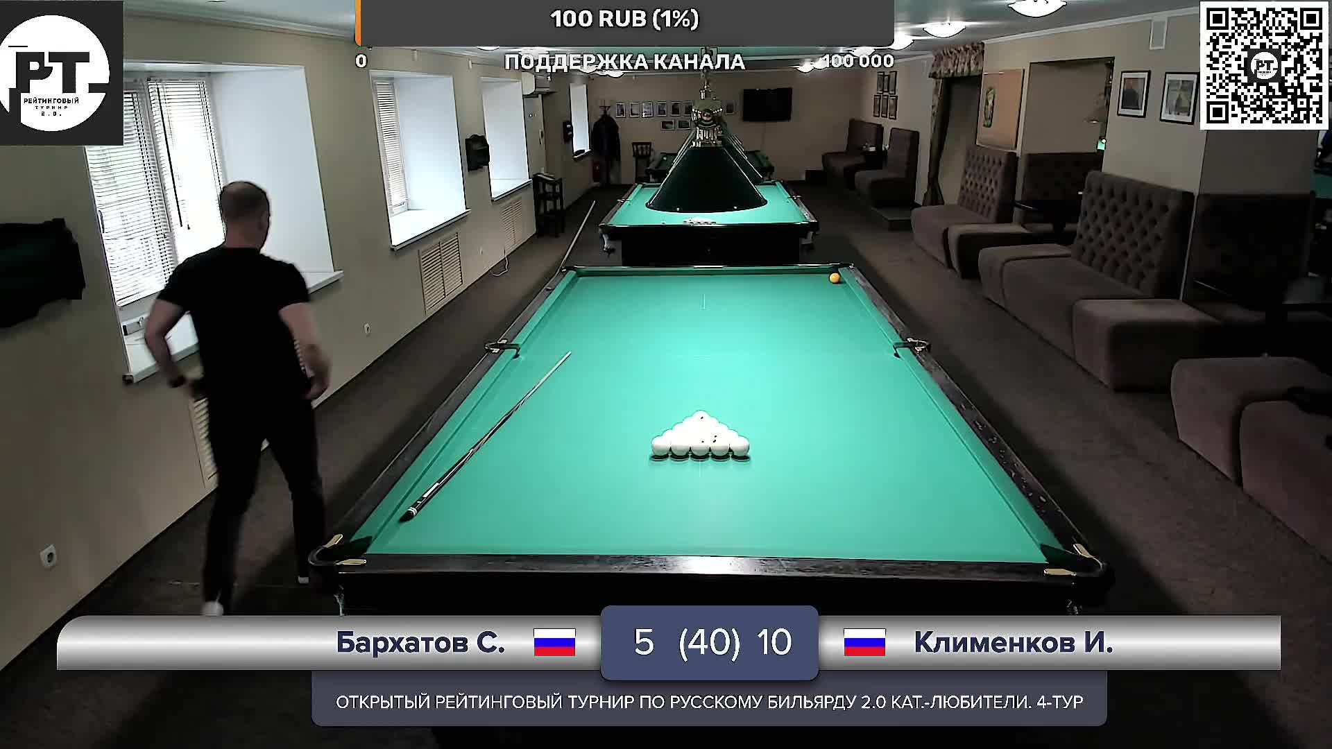 ОТКРЫТЫЙ РЕЙТИНГОВЫЙ ТУРНИР ПО РУССКОМУ БИЛЬЯРДУ. КАТ. ЛЮБИТЕЛИ(4 ТУР)