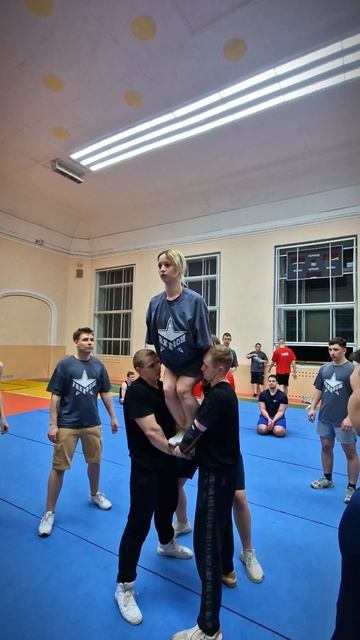тренировки в спорт зале чирлидинг акробатика