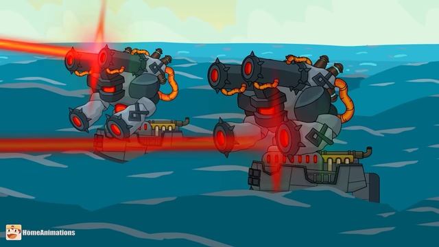 HomeAnimations – Мультики про танки  Сухопутный крейсер в море： Нас атакуют со всех сторон !