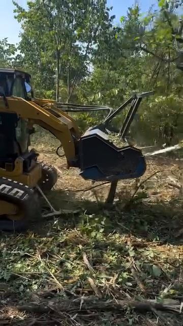 Мульчер SSKRT150 на мини-погрузчике CAT279D3