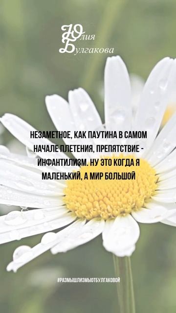 Размышлизмы от Юлии Булгаковой ©️ #жизнь #взрослость #инфантилизм #препятствие