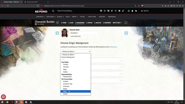 Гайд по DnD Beyond для новичков, Как создать персонажа для ?