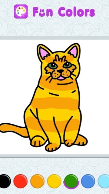 Раскрась кота в игре Весёлые Раскраски!