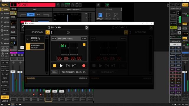 Настройка Behringer WING rack compact Расширенная REC/Play Multitrack ч5