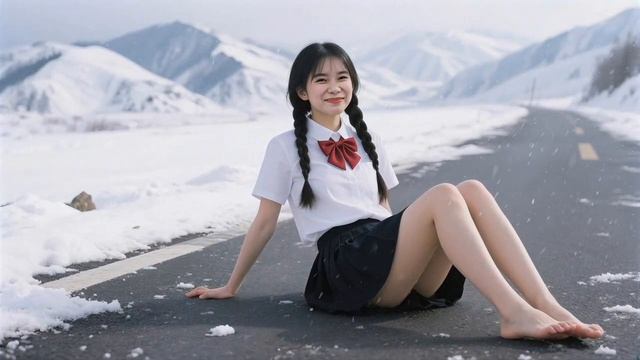 Мисс Нху Тао играет в снежки в Сапе