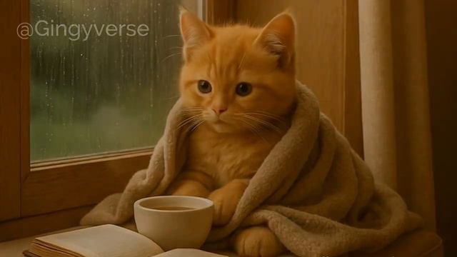 🪟 Tiny Cat’s Rainy Window_ A Soft Spring Moment 🌧️☕