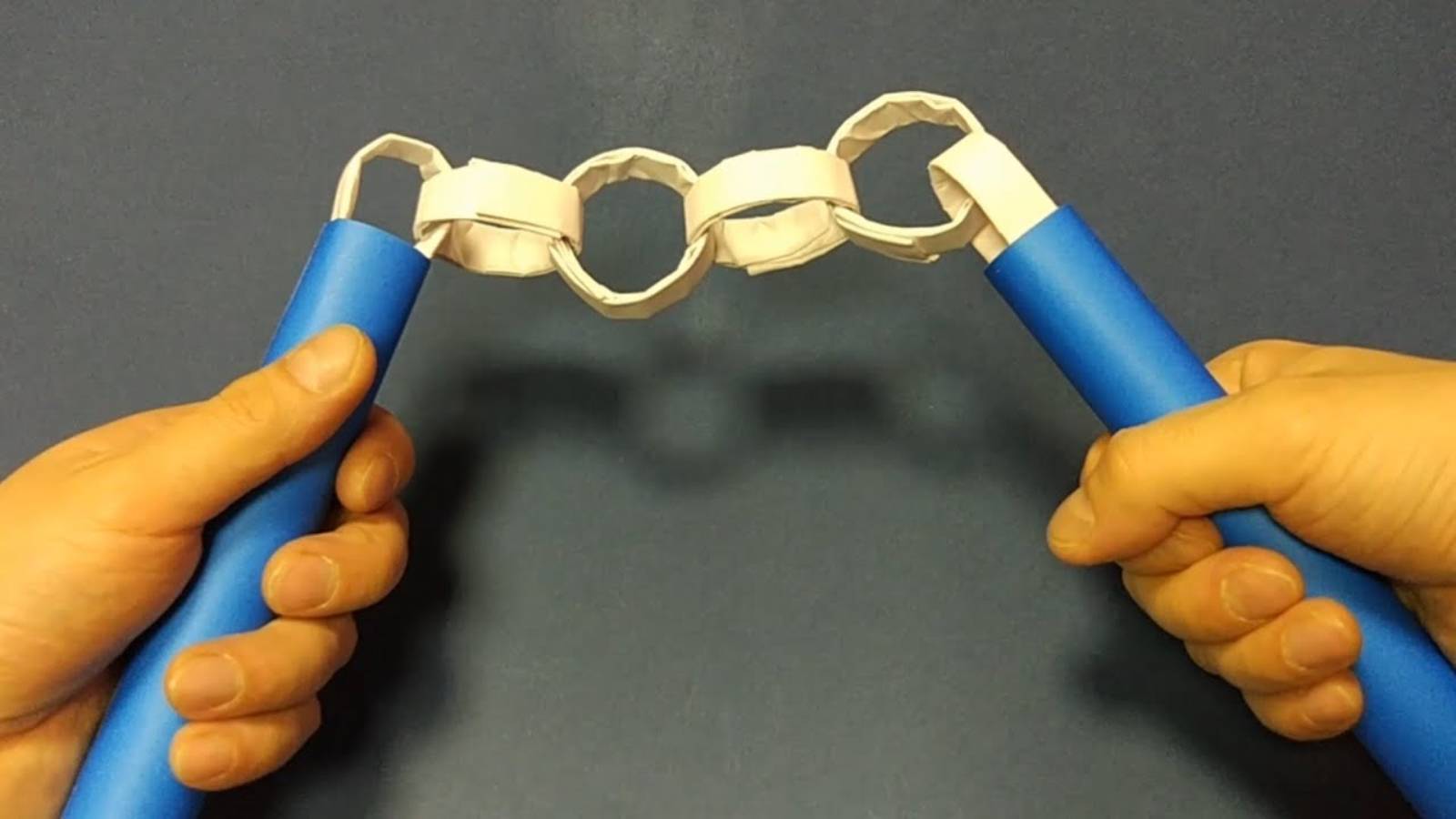 Нунчаки из бумаги А4, оригами.  Origami paper nunchucks