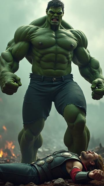 Hulk VS Scandinavian heroe #marvel #avengers #ironman #superhero #mcu #hulk #battle #dccomics #aiart
