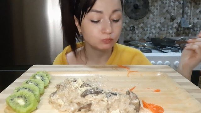 MUKBANG💦Сливочно Сырное Ризотто с Грибами🤤#мукбанг#неа