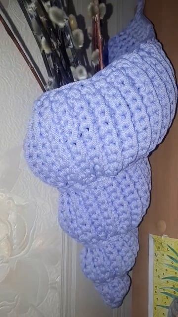 💫 Декоративная корзина "Ракушка"🐚 из полиэфирного шнура#вязание#вязаниекрючком#назаказ