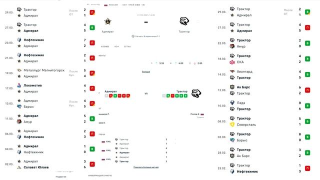 КФ 2.15 ПЛЕЙ-ОФФ КХЛ 3 МАТЧ СИБИРЬ — САЛАВАТ / АДМИРАЛ — Т