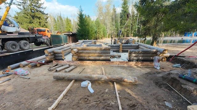 Банька из КЕЛО в лесу рядом с озером. #wood #стройка #woodworki