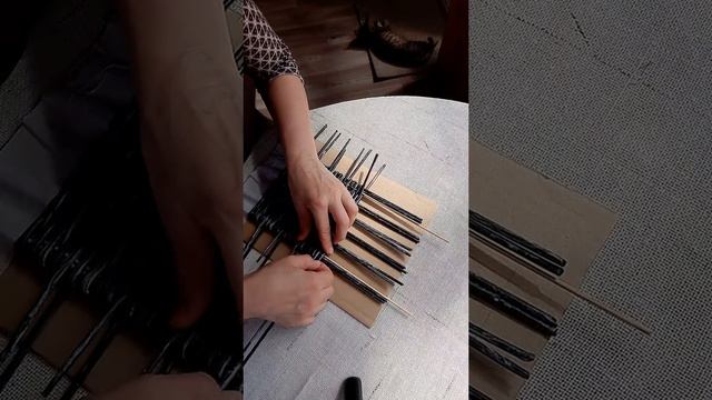 Плетёное прямоугольное донышко из бумажной лозы